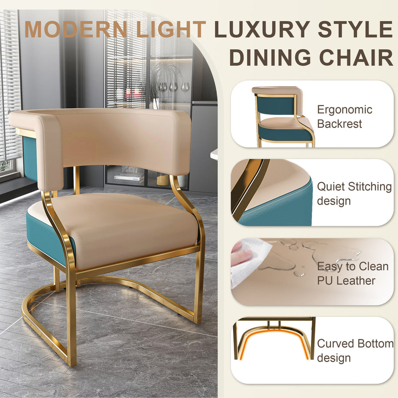 Dining Chairs Ergonomic Curved Backres (Set of 2) - Blue / Neutral