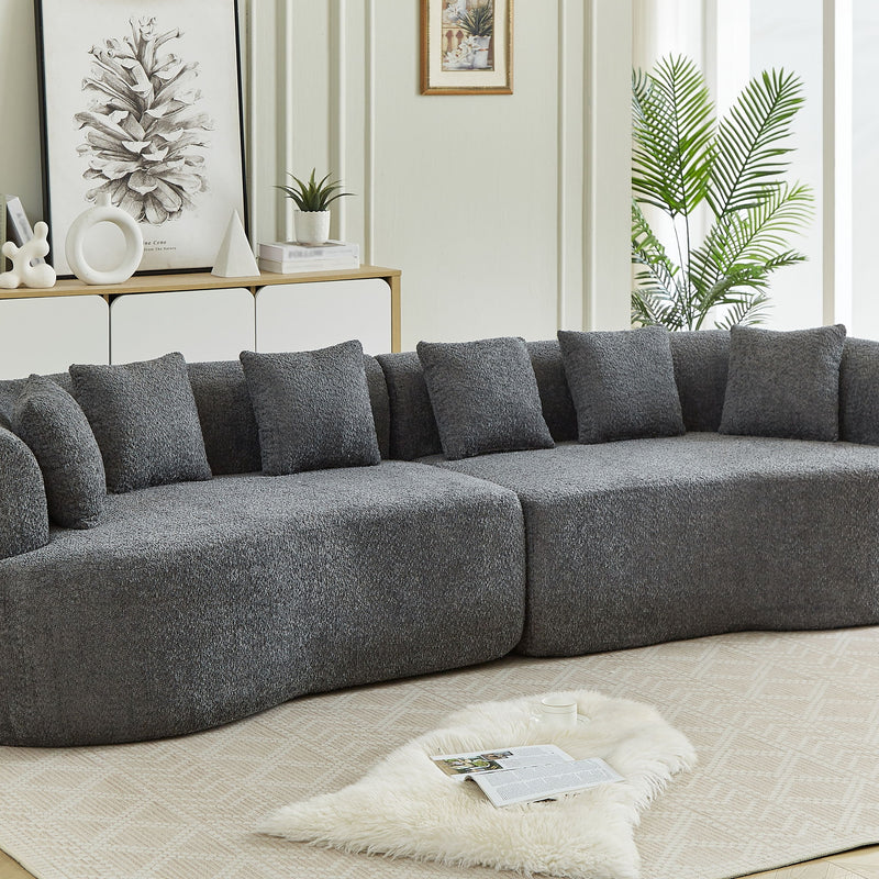 Curved Sectional Sofa With 6 Pillows