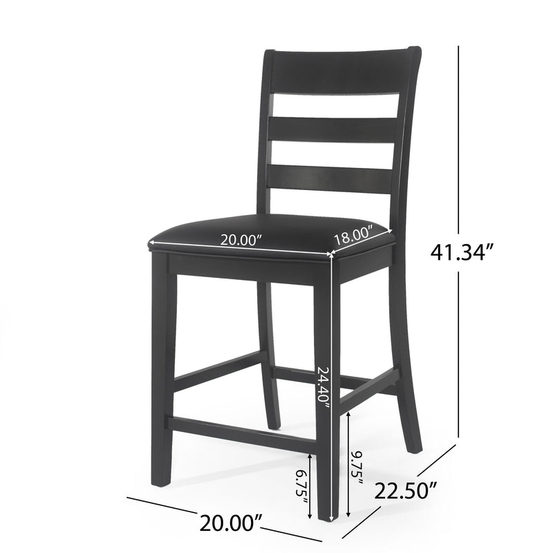 Farmhouse Upholstered Wood Counter Stools