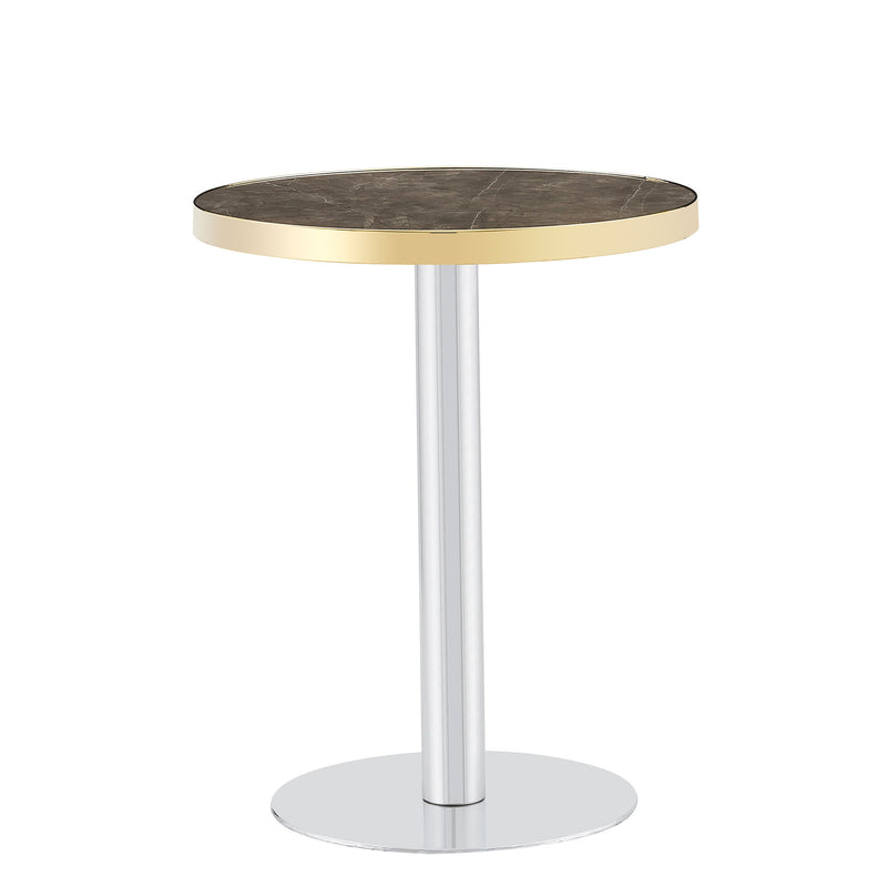 Round Bistro Table, Compact For Kitchen - Gray / Gold / Silver