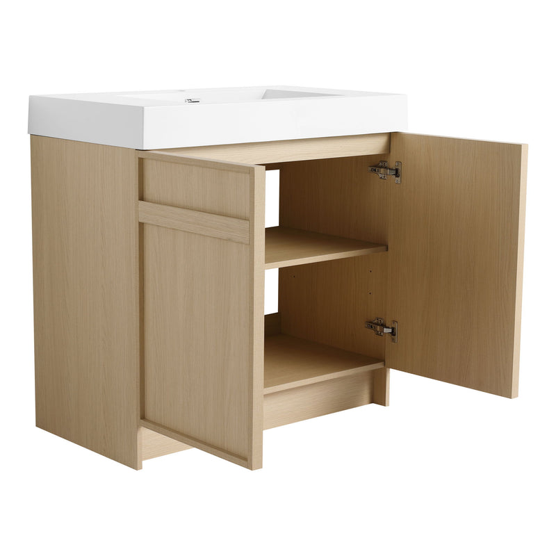 Freestanding Bathroom Vanity With Resin Sink & Soft Close Cabinet Doors