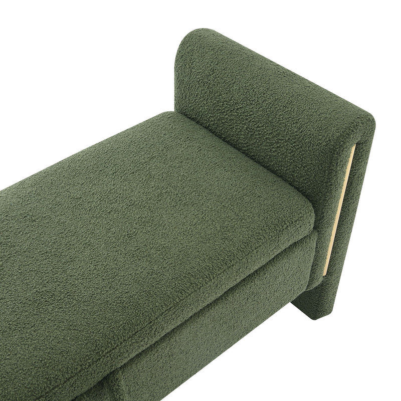 Modern Teddy Upholstered Large Bed End Bench With Arms And Storage