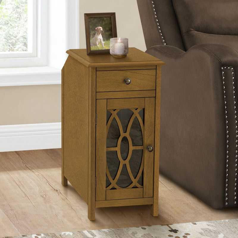 Accent Side Table, Storage Drawer, Traditional - Taupe