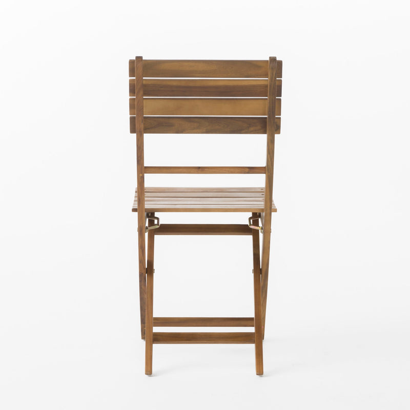 Outdoor Foldable Wood Dining Chair With Slat Design (Set of 2)