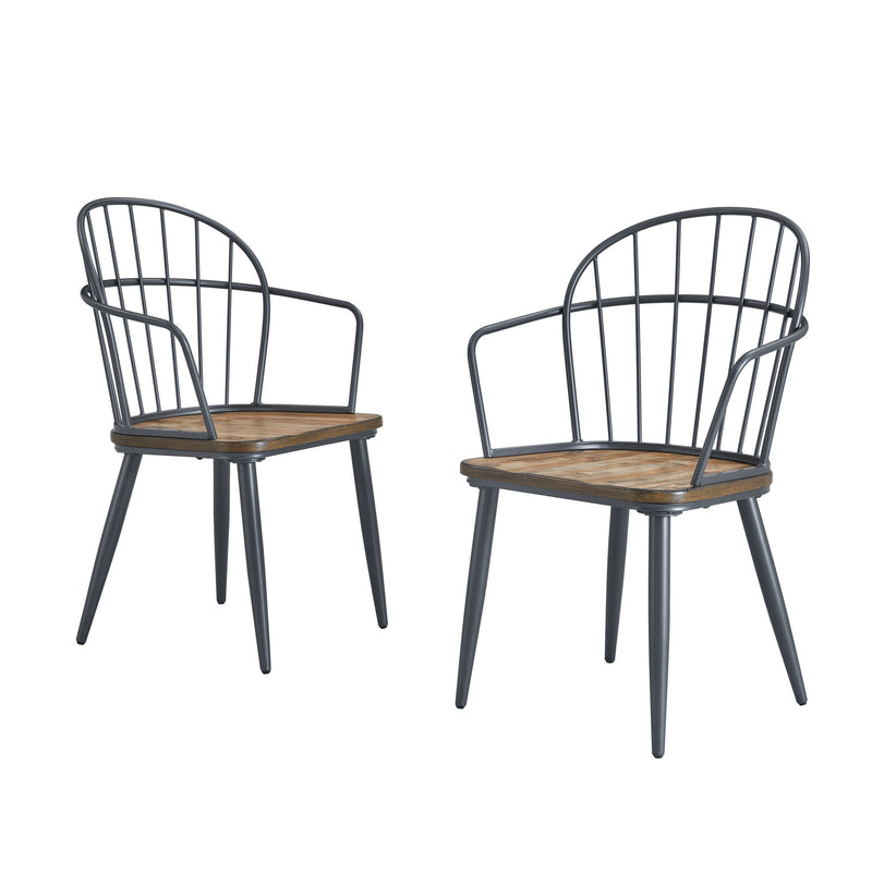 Industrial Inspired Indoor Dining Chair With Metal Legs And Birch (Set of 2) - Black / Natural