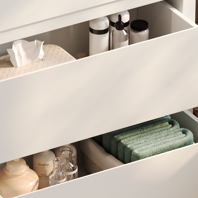Freestanding Bathroom Vanity With Ceramic Sink, 2 Full Extension Drawers