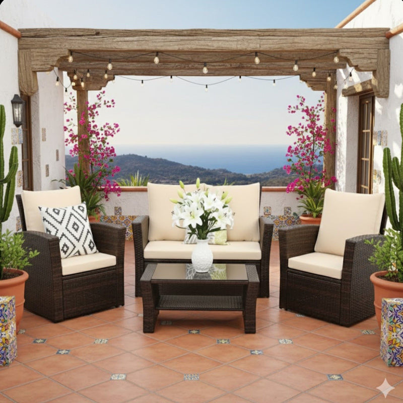 Modern Patio Set With Table And Cushions