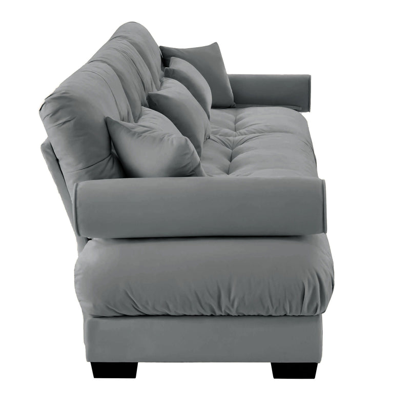 Modern Oversize Sofa With Cloud Like Comfort, Featuring Waist And Throw Pillows