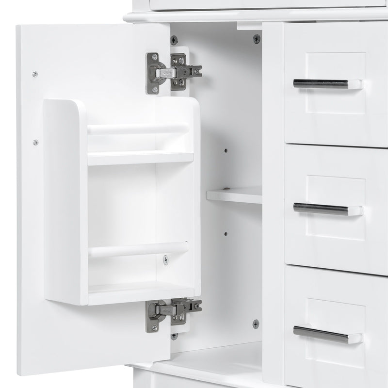 Modern Bathroom Vanity With Sink, Flip Drawer & 3 Drawers, Soft Close Hinges, Adjustable Shelf