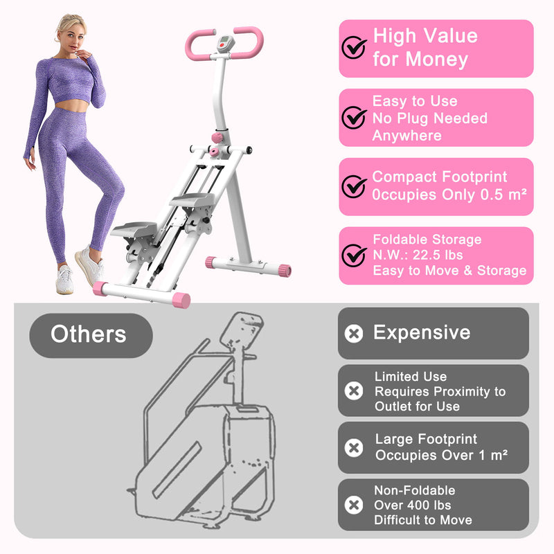 Stair Stepper With Resistance Home Upgrade Vertical Climber Workout Machine For Full Body Exercise - Pink