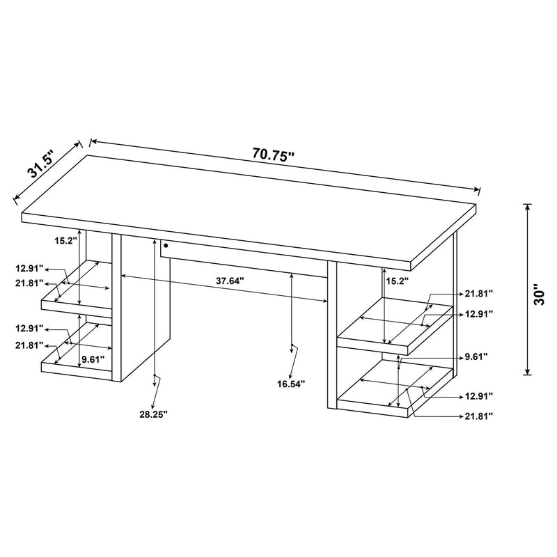 Hannah - 4 Shelf Writing Desk With Open Shelving - White