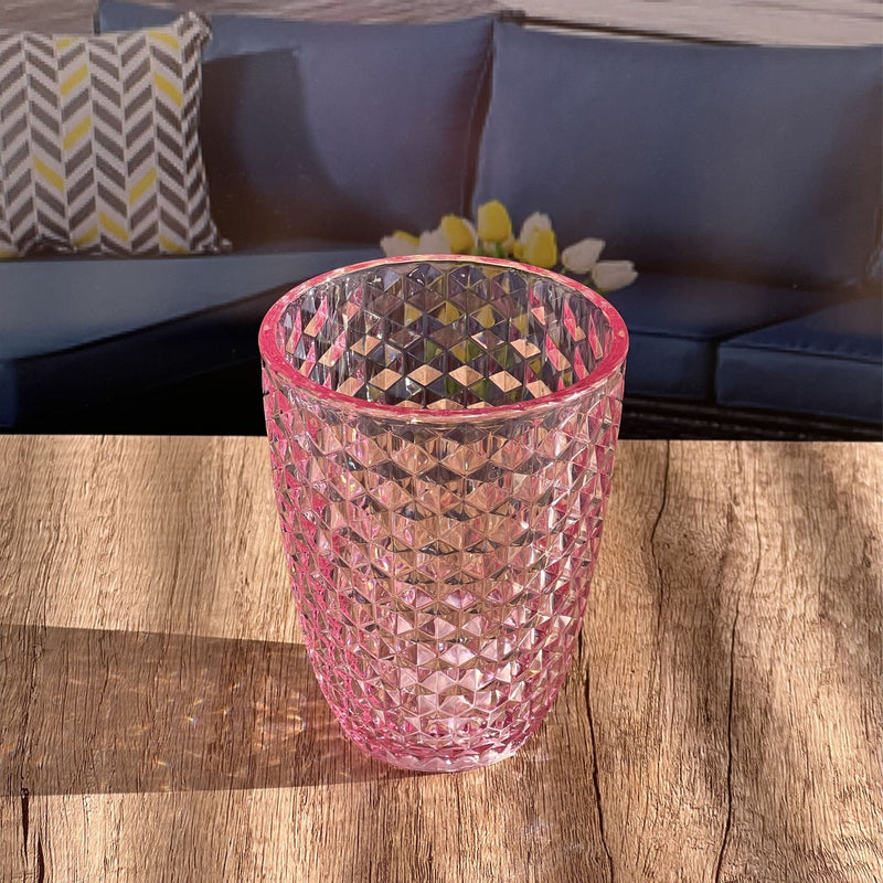 Leading Ware Diamond Cut Acrylic Glasses Drinking (Set of 4)