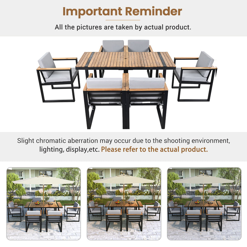 7 Pieces Outdoor Dining Set Patio Dining Table And Chair Set With And Removable Cushions For Patio