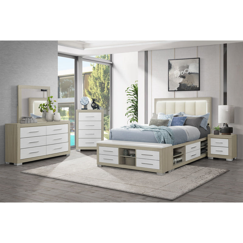 Elsa - 2 Toned Nightstand With Bar Handle And Spacious Drawers