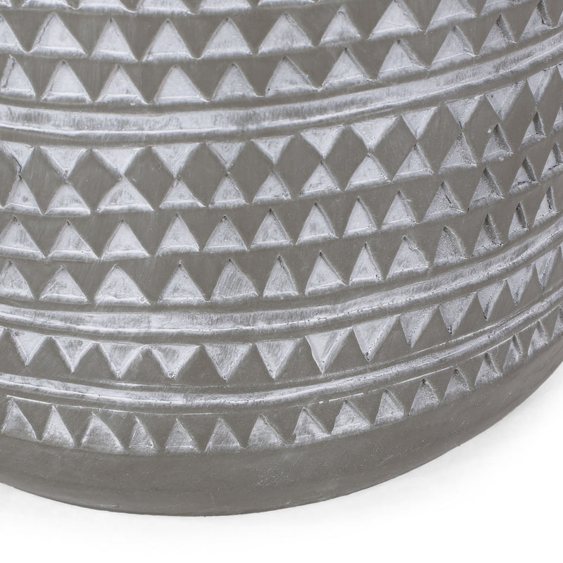 Outdoor Side Table With Cylindrical Shape - Light Gray / White