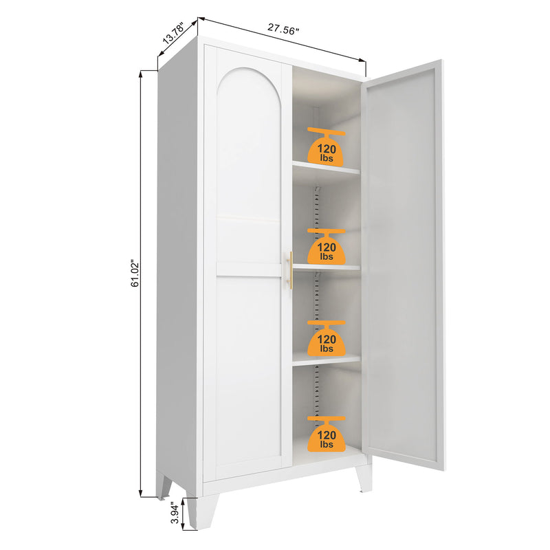 Shapely Doors Cabinet, Metal Storage Cabinet With Doors And Adjustable Shelves