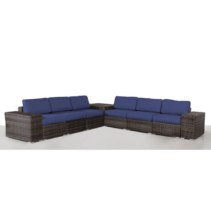 Elegant Outdoor Rattan Wicker 6 Person Seating Group With Cushions
