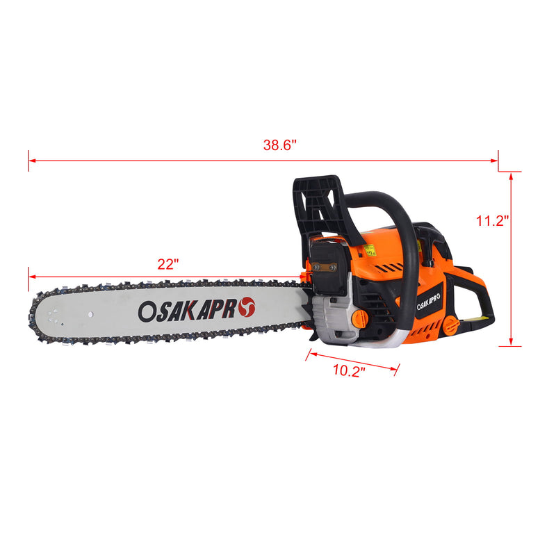 High Performance 22" 58Cc Gasoline Chainsaw For Trees And Wood Cutting Epa Compliant - Orange