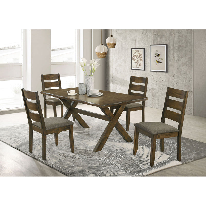 Carbon - Rectangular Dining Table With X Base Design - Brown