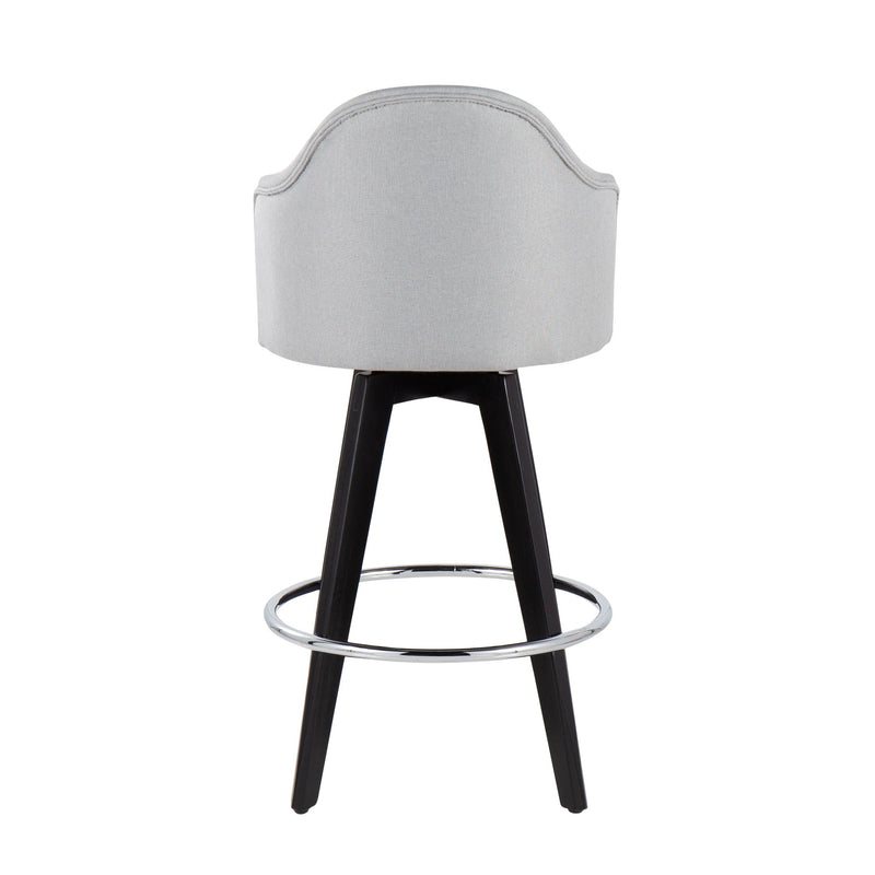 Ahoy - Contemporary Fixed Height Counter Stool Round Chrome Footrest (Set of 2) - Gray