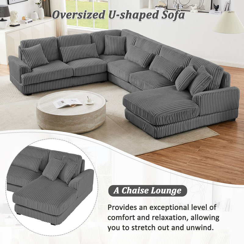 U - Sectional Sofa With Chaise Lounge, Oversized Living Room Couch