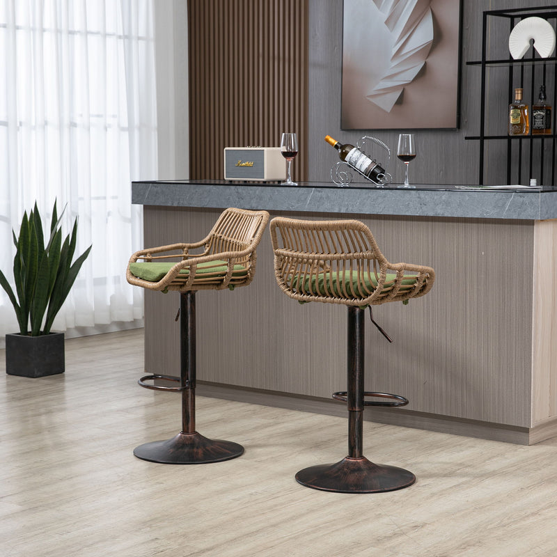 Modern Swivel Bar Stools Adjustable Counter Chairs With Footrest (Set of 2)