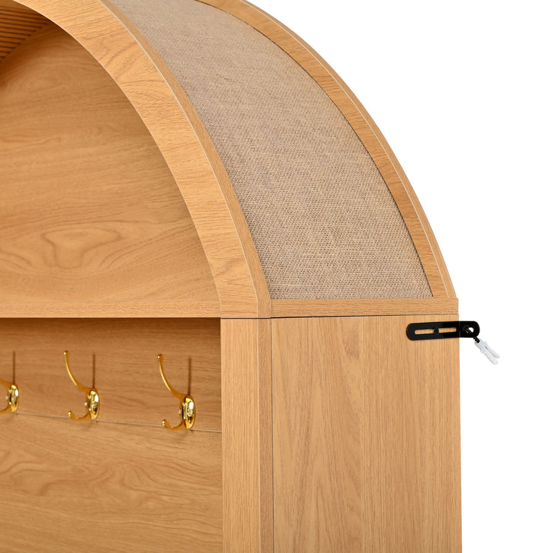 Arched Top Hall Tree With 5 Hooks