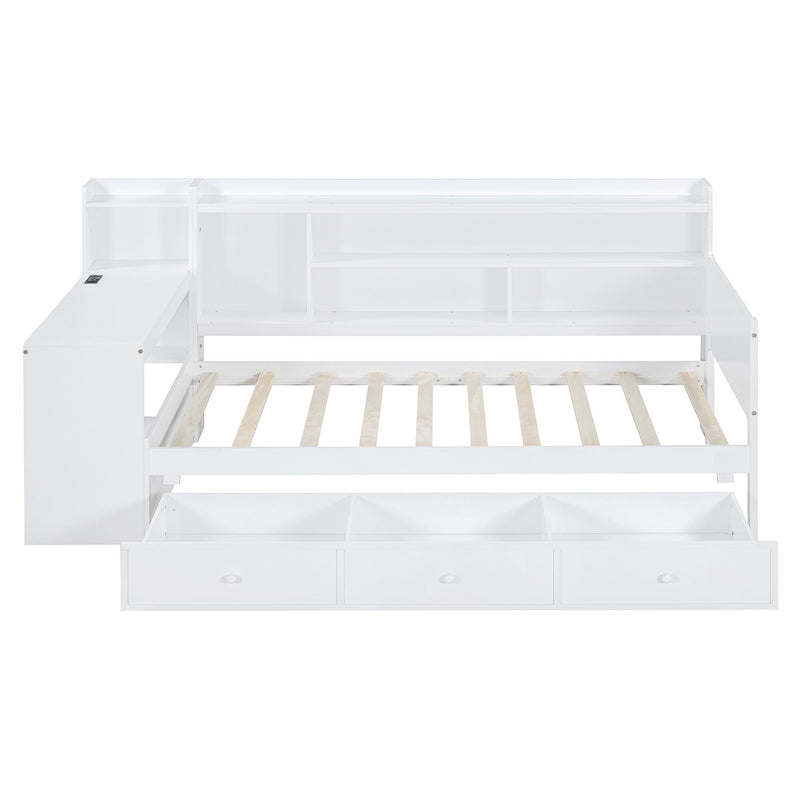 Daybed With 3 Drawers USB Ports And Desk