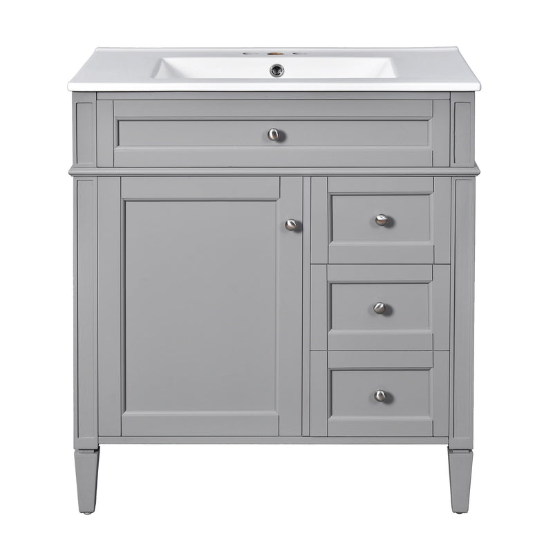 Bathroom Vanity With Top Sink, 2 Drawers & Tip Out Drawer