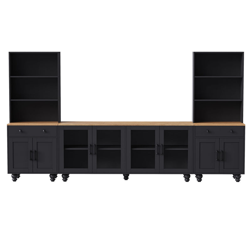 Farmhouse TV Stand With Solid Wood Gourd Shaped Legs For TVs Up To 70"