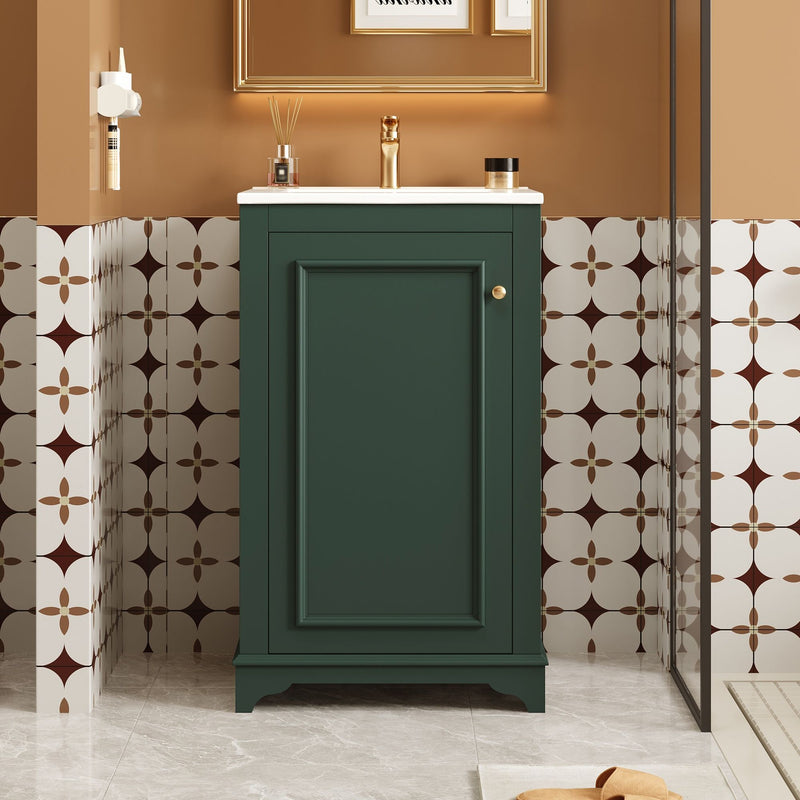 Bathroom Vanity With Sink, Freestanding Single Cabinet Set, Soft Close Door, Adjustable Shelf