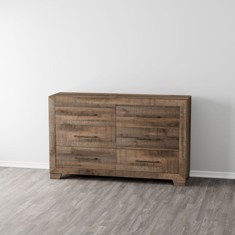 6 Drawer Wooden Dresser - Brown