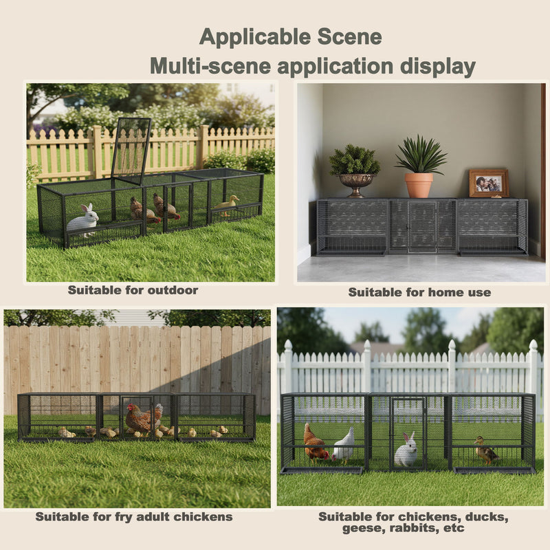 Thickened Chicken Coop For Outdoor - Black / Silver