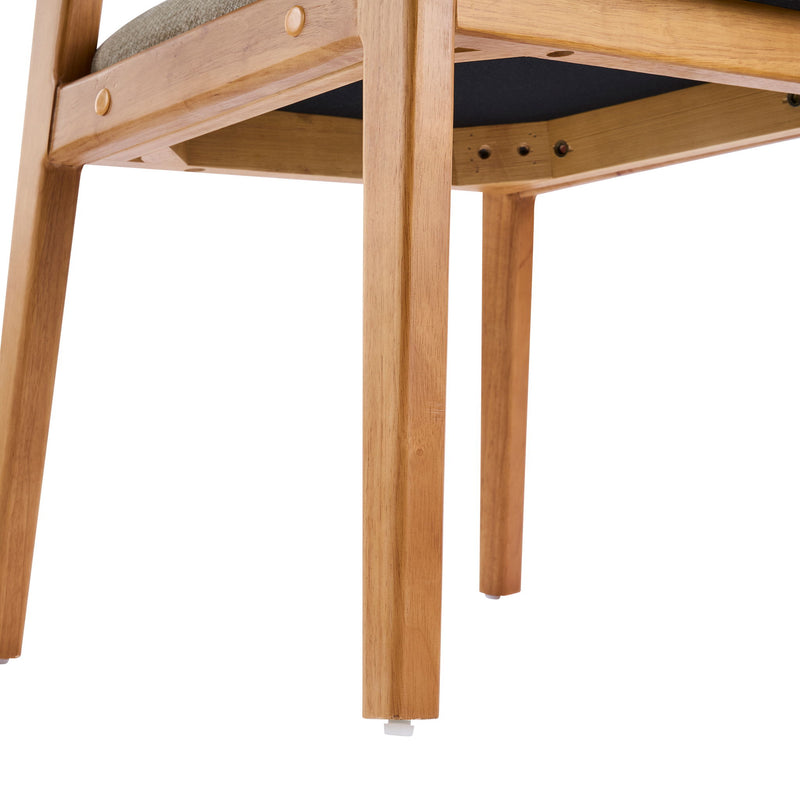 Indoor Upholstered Dining Chair (Set of 2) With Sturdy Frame And Ergonomic Curved Backrest - Oatmeal / Teak