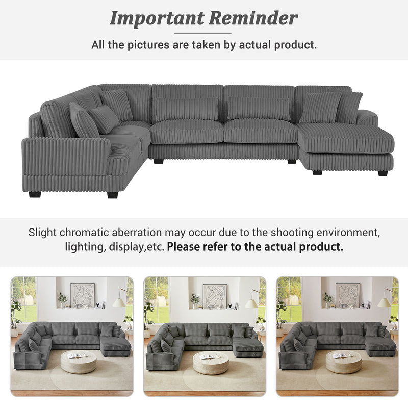 U - Sectional Sofa With Chaise Lounge, Oversized Living Room Couch
