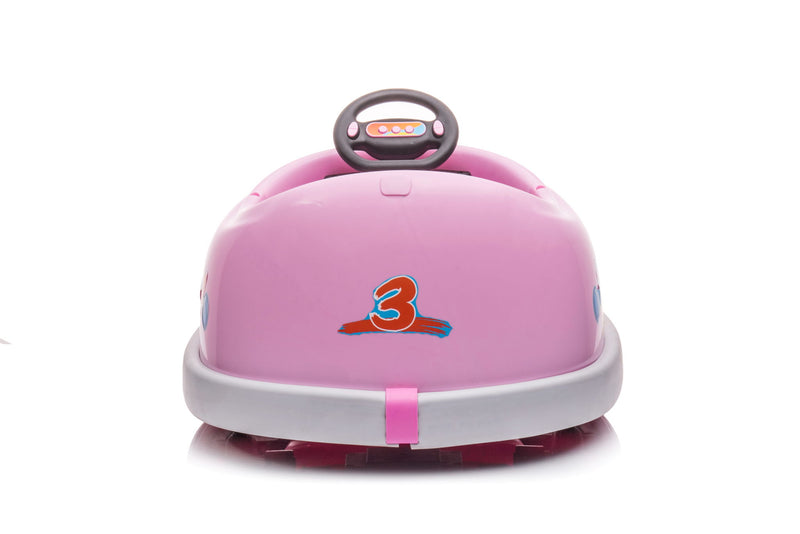 Bumper Car For Kids, 12V Dual Drive 1-6 Years Old Children's Electric Car With Pushrod Dinner Plate USB Bt Music Rocking Horse Mode Anti-Collision Bumper Ride On Car