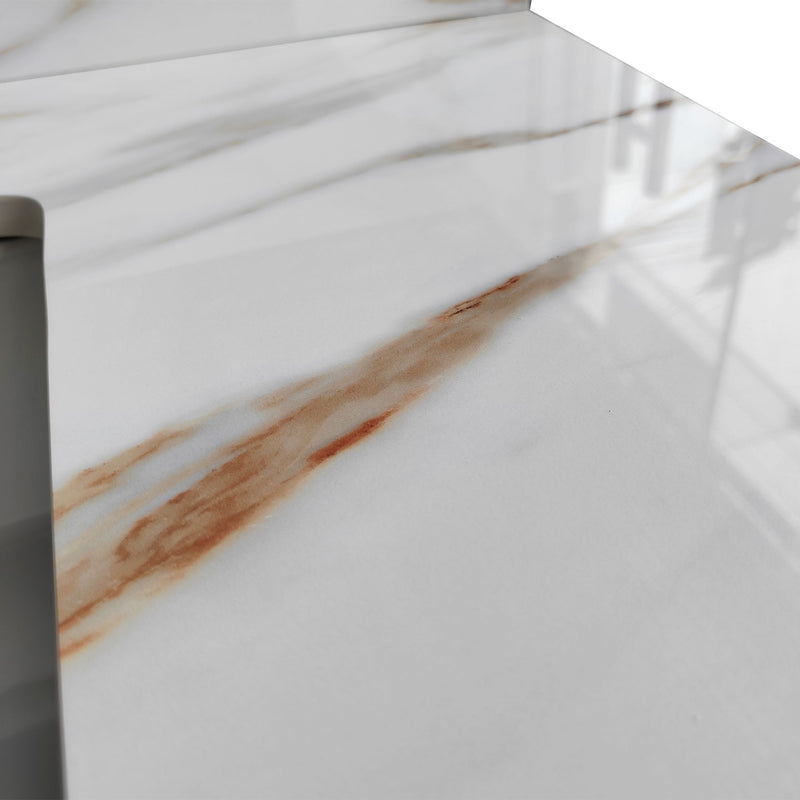 Elegant Vanity Top With Undermount Sink And Backsplash, Sintered Stone