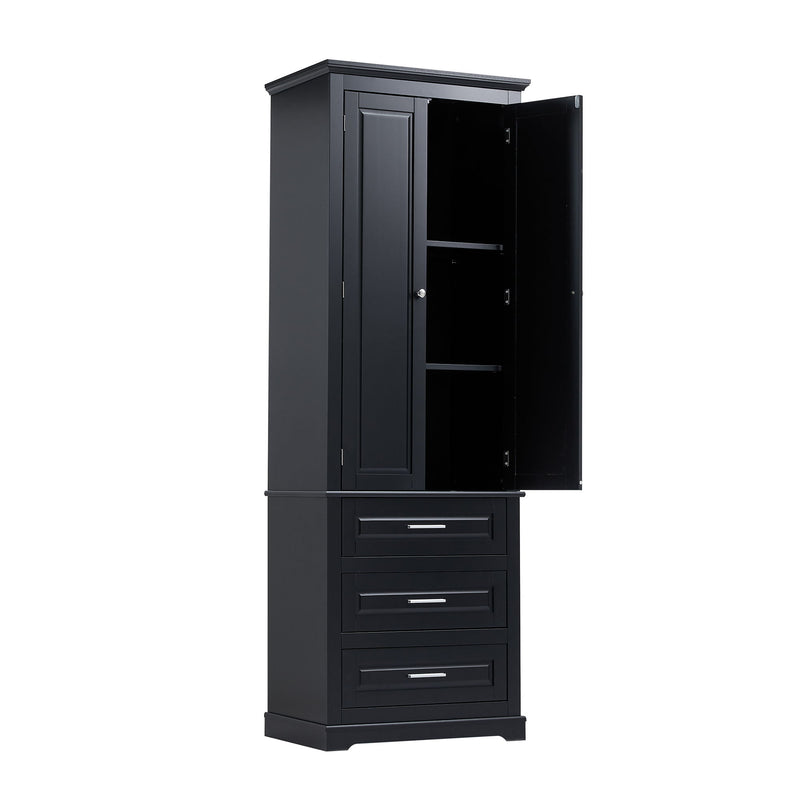 Tall Storage Cabinet With 3 Drawers For Bathroom