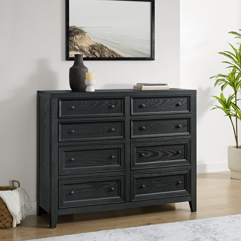 8 Drawer Dresser With Framed Fronts And Smooth Metal Glides