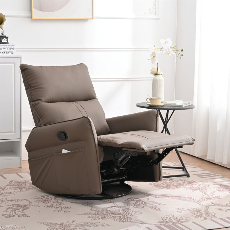360° Modern Small Rocking Swivel Recliner Chair With Side Pocket