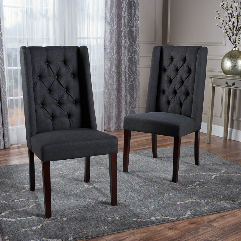 Sophisticated Tufted Dining Chair With High Back Design