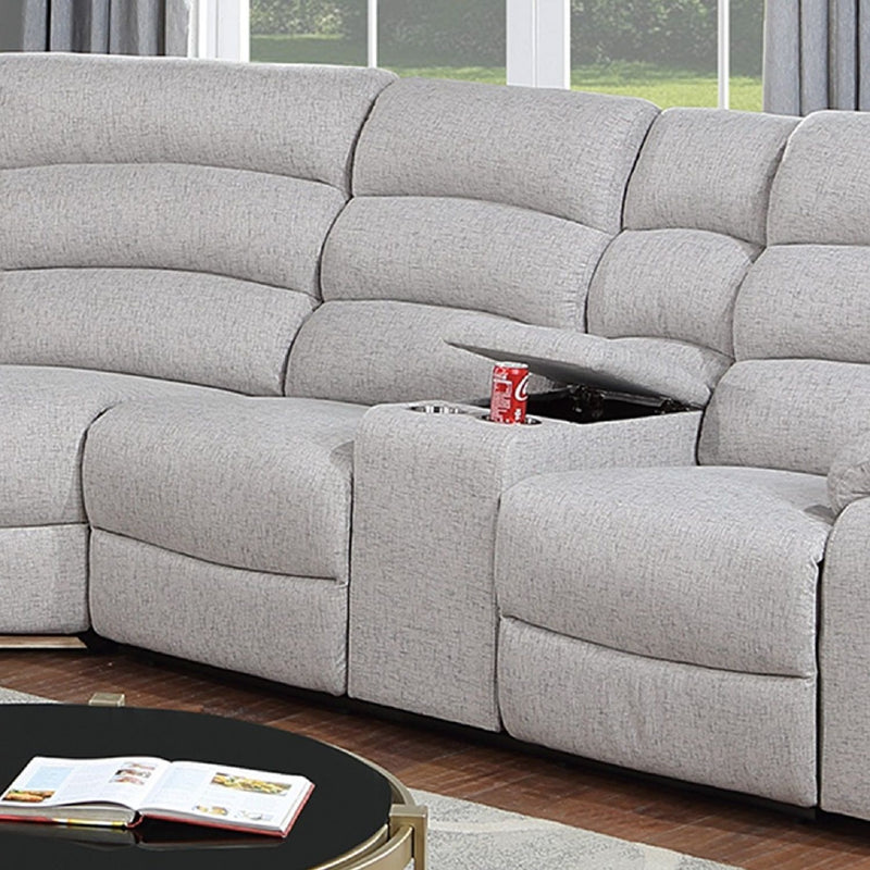 Manual Motion Reclining Loveseat 3 Piece Sectional Set With Console Storage And Cup Holders