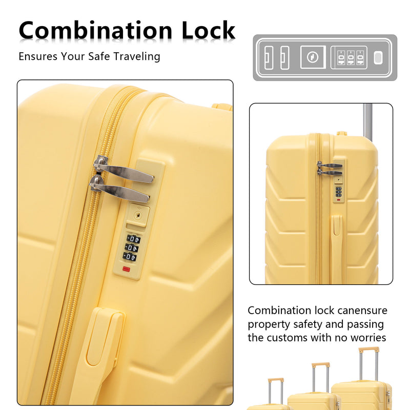 3 Pieces Set 20" / 24" / 28" Spinner Wheel Luggage With Combination Lock