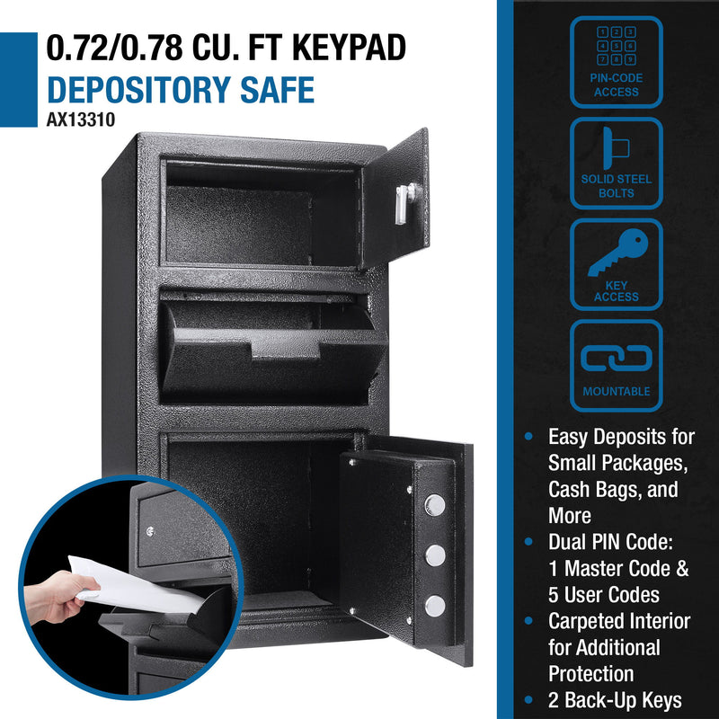 Large Locker Depository Safe With Digital Keypad 0 72 0 78 Cubic Ft - Black