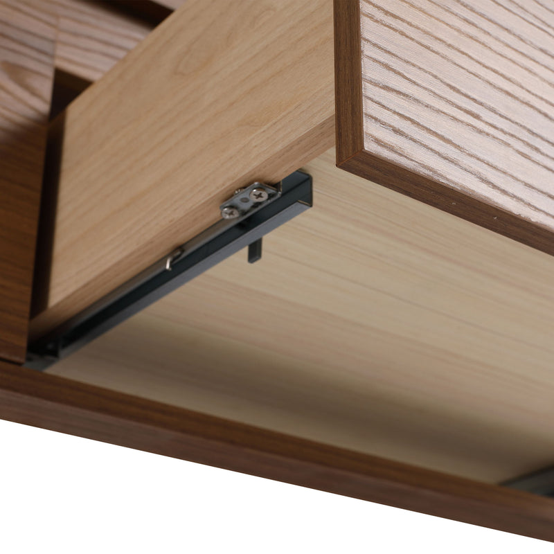 Wall Mounted Bathroom Vanity With Resin Sink And 2 Side Cabinet, 3 Soft Close Drawer - Brown Ebony