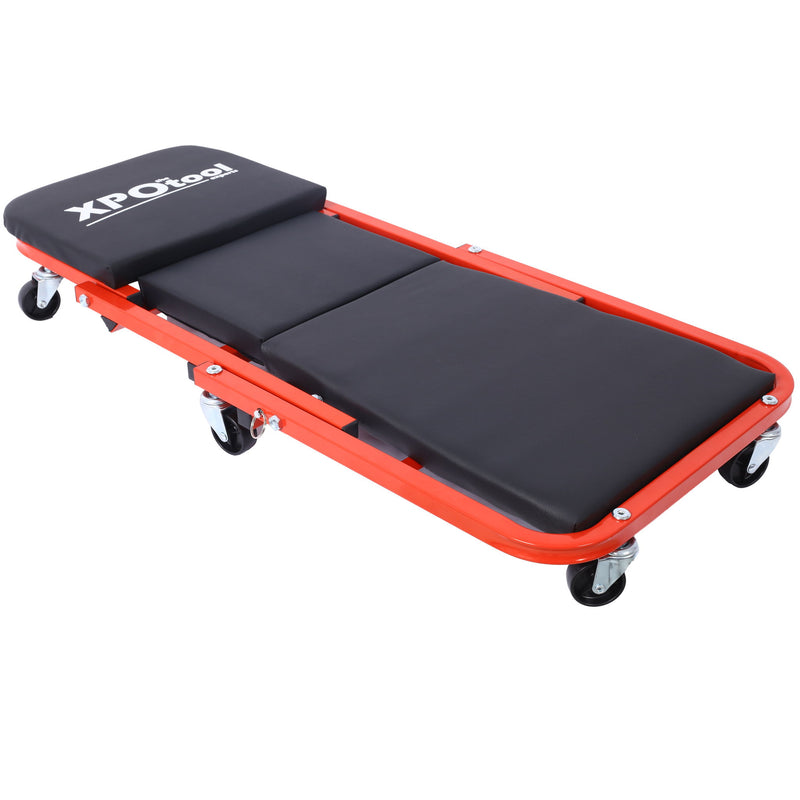 Mechanic Creeper, Z Creeper Seat 2 In 1 Low Profile With 6 Wheels Steel Vinyl - Red