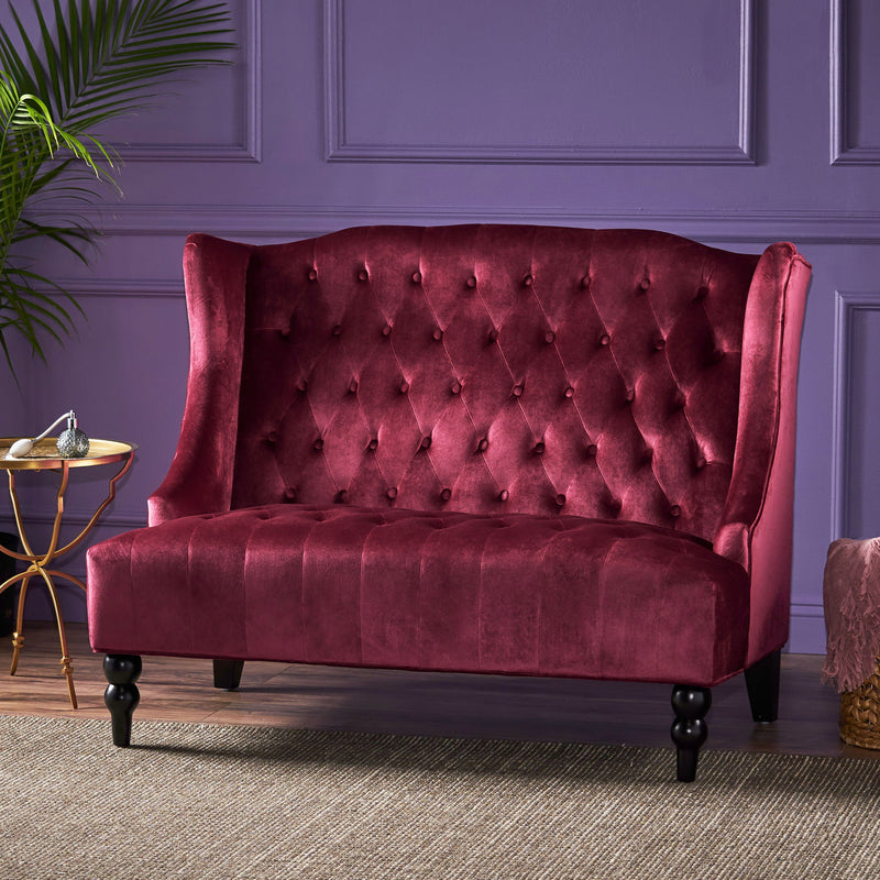 Nurturing - Upholstered Loveseat With Wing Back And Diamond Tufting