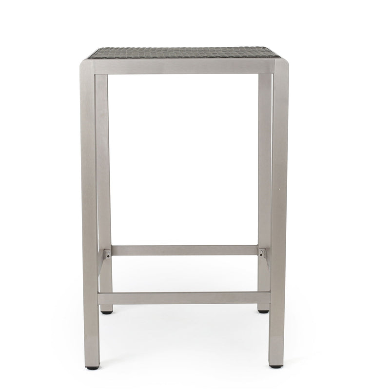 Outdoor 43" Aluminum Bar Table With Rattan Table Top - Gray