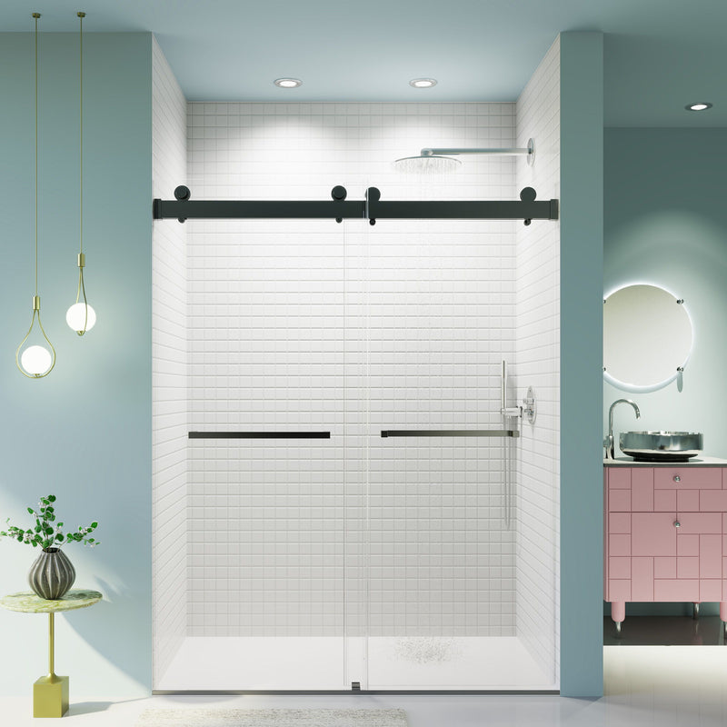 Frameless Double Sliding Soft-Close Shower Door, 3 / 8" (10Mm) Thick SGCC Tempered Glass Door, Matte