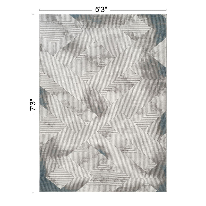 Geometrix - 5'3" X 7'3" Area Rug With Geometric 3D Effect - Ivory / Gray